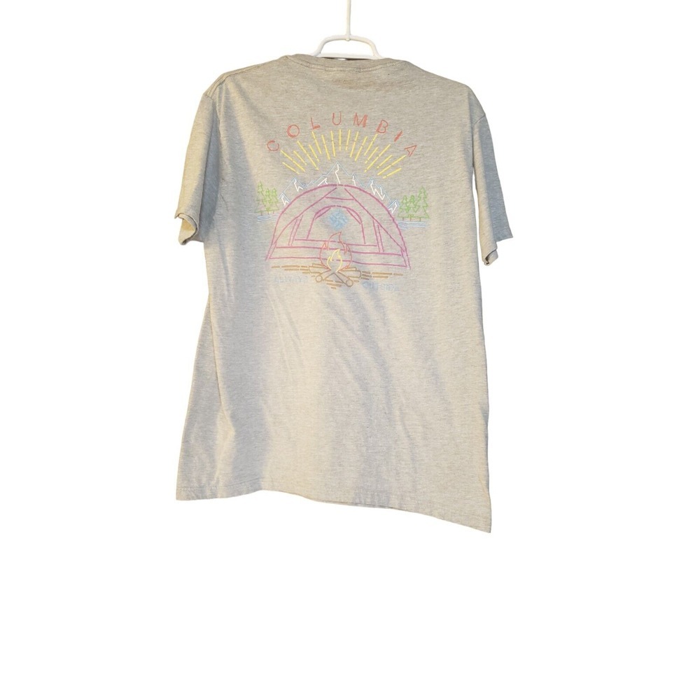 Columbia Mens Short Sleeve Cotton T‎ Shirt Size Large L Gray "Always Outside"